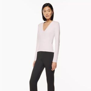 Aritzia Babaton ARTEMESIA SWEATER v neck iced lavender S